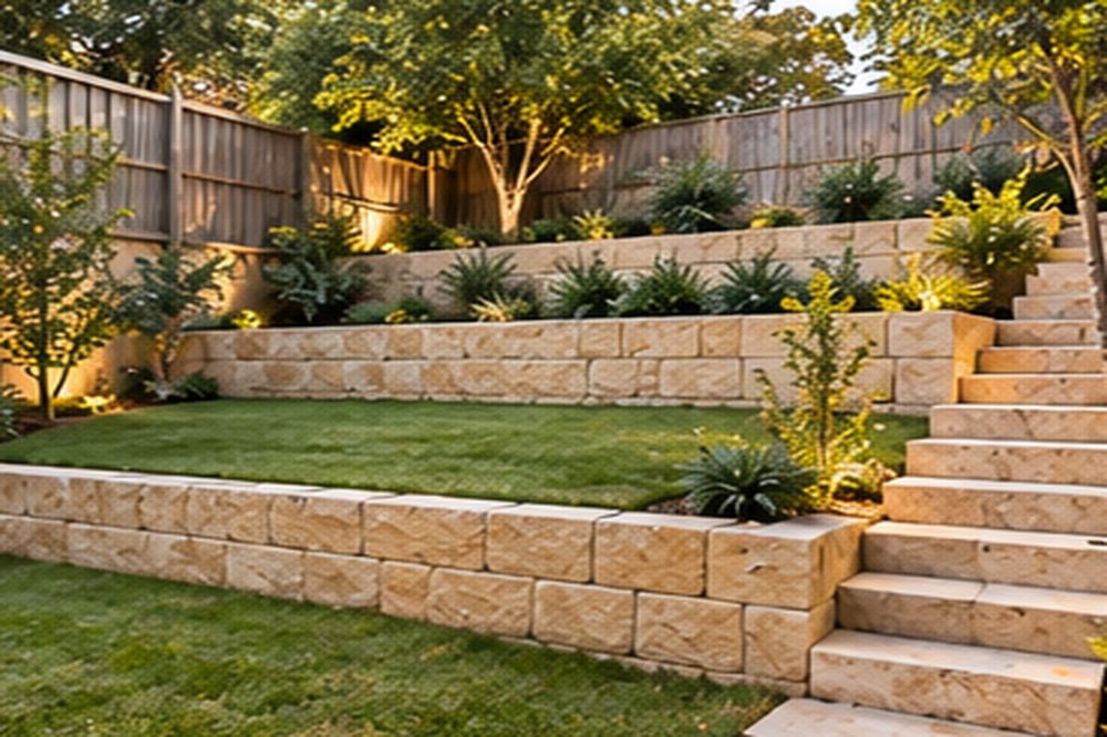 Terraced garden after landscaping