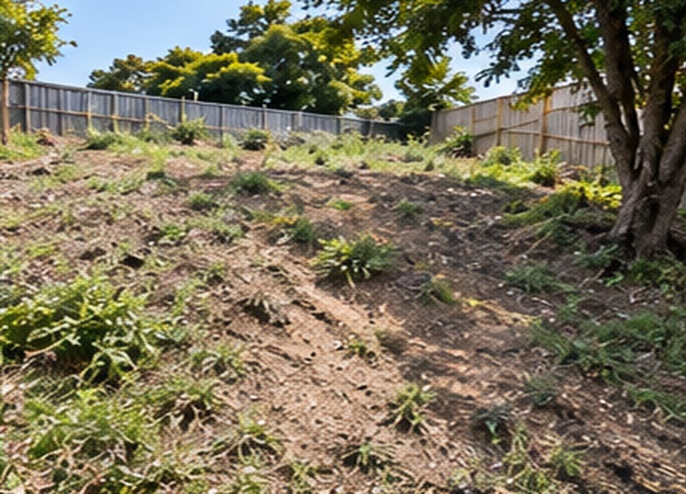 Sloped yard before terracing