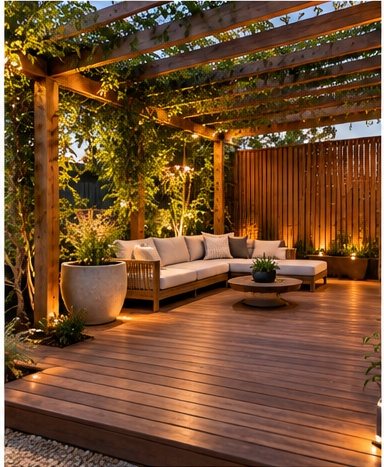Outdoor living area with pergola