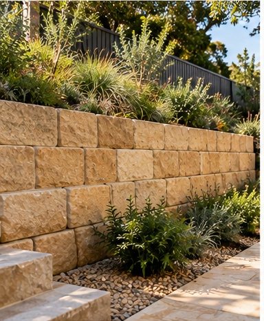 Sandstone retaining wall
